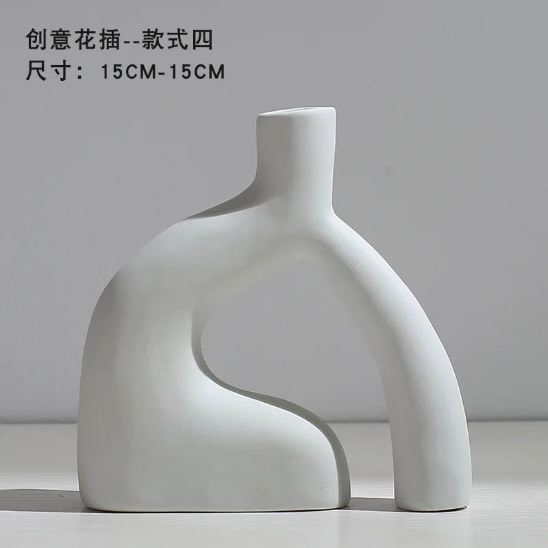 Ceramic Vase Flower Arrangement Dried Flowers Nordic Style Ins Simple Creative Hydroponic Flower Set Living Room Home Decoration