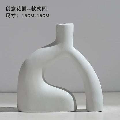 Ceramic Vase Flower Arrangement Dried Flowers Nordic Style Ins Simple Creative Hydroponic Flower Set Living Room Home Decoration