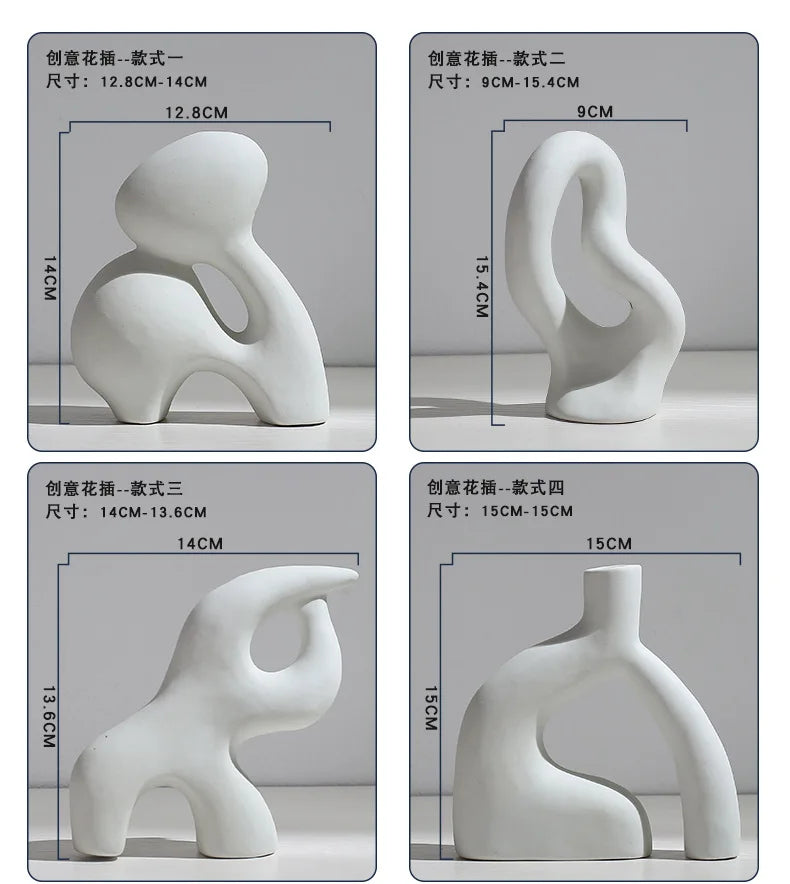 Ceramic Vase Flower Arrangement Dried Flowers Nordic Style Ins Simple Creative Hydroponic Flower Set Living Room Home Decoration