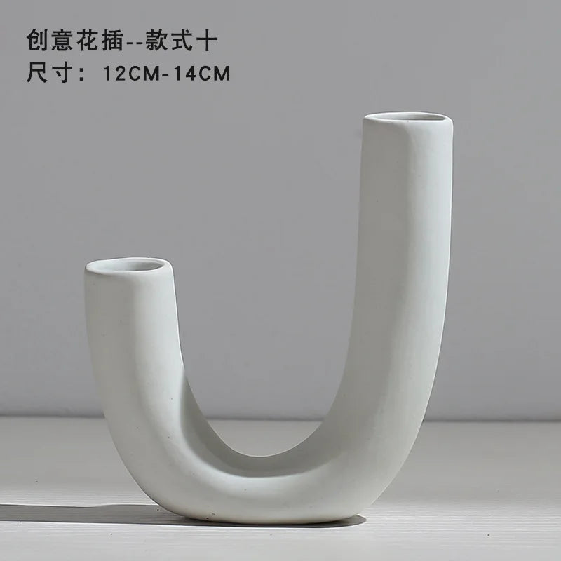 Ceramic Vase Flower Arrangement Dried Flowers Nordic Style Ins Simple Creative Hydroponic Flower Set Living Room Home Decoration