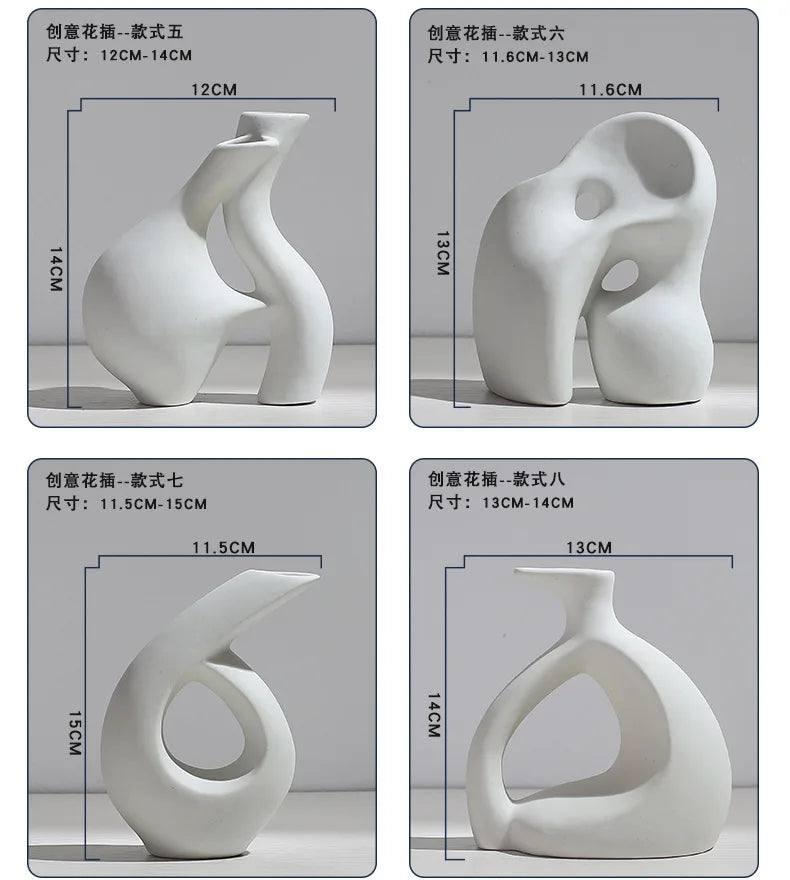 Ceramic Vase Flower Arrangement Dried Flowers Nordic Style Ins Simple Creative Hydroponic Flower Set Living Room Home Decoration