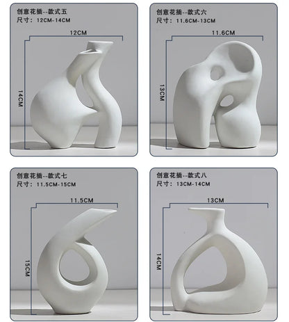 Ceramic Vase Flower Arrangement Dried Flowers Nordic Style Ins Simple Creative Hydroponic Flower Set Living Room Home Decoration