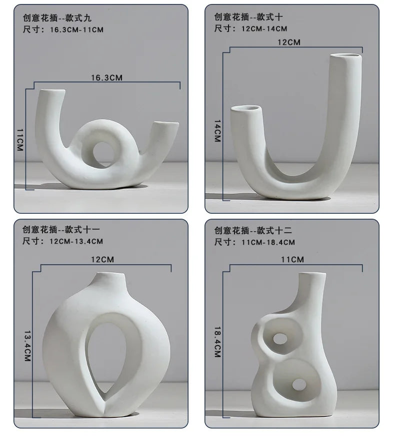 Ceramic Vase Flower Arrangement Dried Flowers Nordic Style Ins Simple Creative Hydroponic Flower Set Living Room Home Decoration