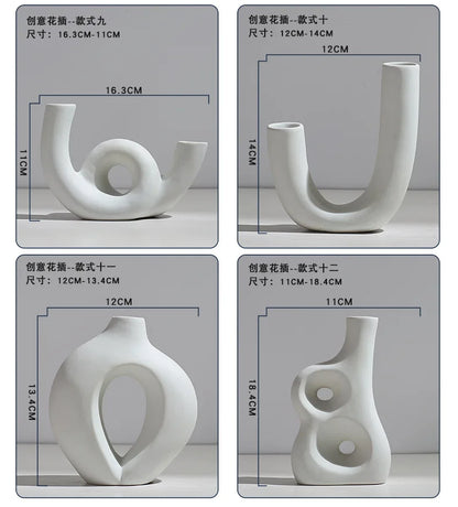 Ceramic Vase Flower Arrangement Dried Flowers Nordic Style Ins Simple Creative Hydroponic Flower Set Living Room Home Decoration