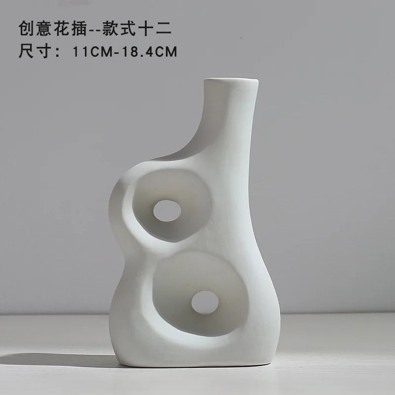 Ceramic Vase Flower Arrangement Dried Flowers Nordic Style Ins Simple Creative Hydroponic Flower Set Living Room Home Decoration