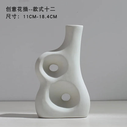 Ceramic Vase Flower Arrangement Dried Flowers Nordic Style Ins Simple Creative Hydroponic Flower Set Living Room Home Decoration