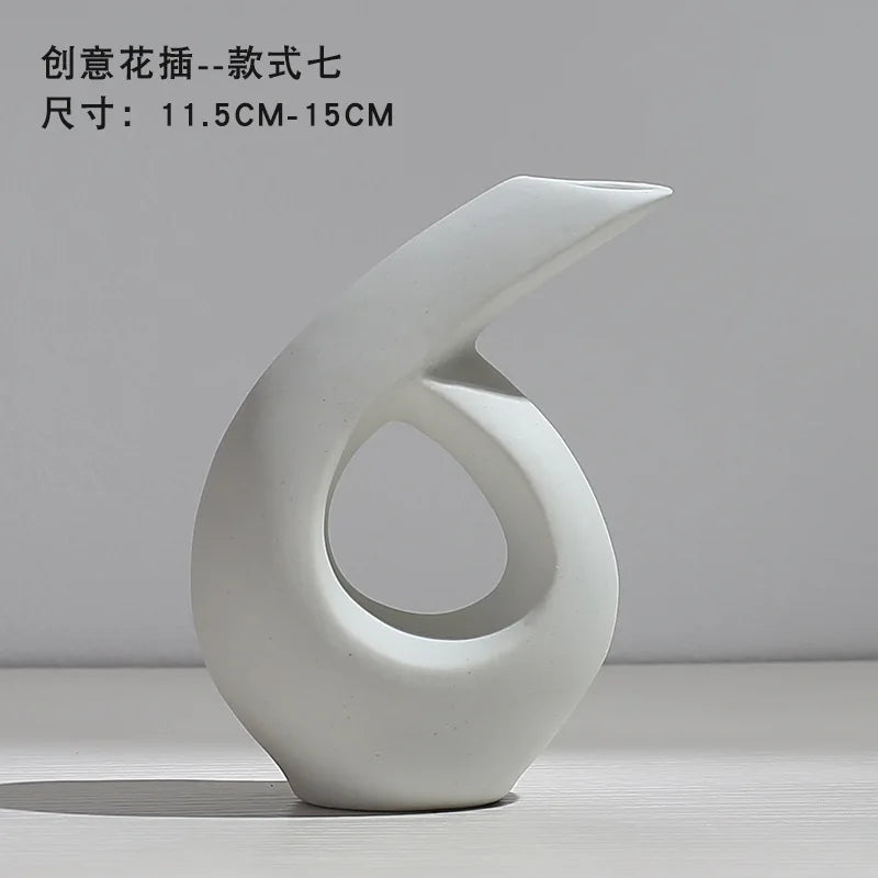 Ceramic Vase Flower Arrangement Dried Flowers Nordic Style Ins Simple Creative Hydroponic Flower Set Living Room Home Decoration