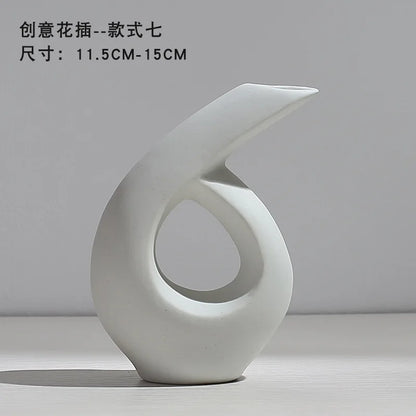 Ceramic Vase Flower Arrangement Dried Flowers Nordic Style Ins Simple Creative Hydroponic Flower Set Living Room Home Decoration