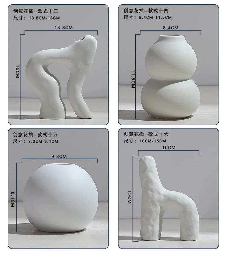 Ceramic Vase Flower Arrangement Dried Flowers Nordic Style Ins Simple Creative Hydroponic Flower Set Living Room Home Decoration