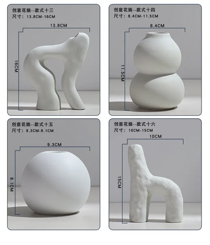 Ceramic Vase Flower Arrangement Dried Flowers Nordic Style Ins Simple Creative Hydroponic Flower Set Living Room Home Decoration