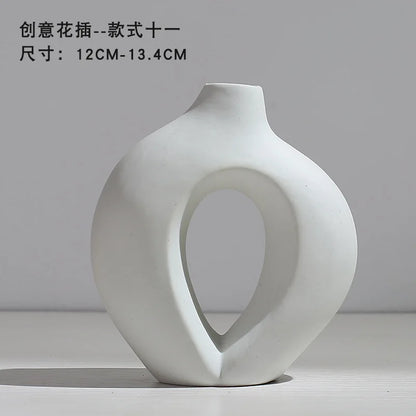 Ceramic Vase Flower Arrangement Dried Flowers Nordic Style Ins Simple Creative Hydroponic Flower Set Living Room Home Decoration